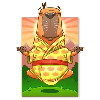 😌 คาปิบารา, สมาธิ, เซน, โยคะ, ผ่อนคลาย, สัตว์, ความสงบ telegram sticker