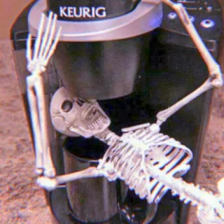 🦴 骸骨, コーヒー, キューリグ, 死, ユーモア telegram sticker