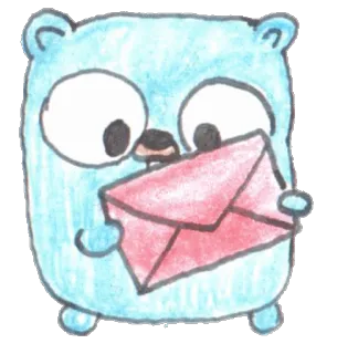 💌 Gopher, Correo, Carta, Lindo, Dibujos animados, Golang telegram sticker