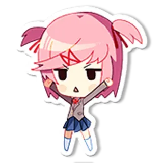 😡 Natsuki Doki Doki Literature Club! 动漫, 漫画, 可爱, 贴纸, 卡通, 卡哇伊 whatsapp sticker