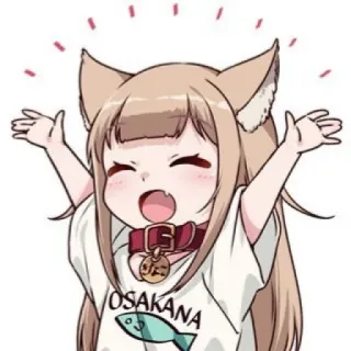 🍨 OSAKANA Anime, Ragazza, Kawaii, Orecchie da gatto, Osakana, Pesce, Collare whatsapp sticker