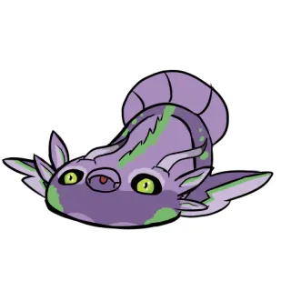 🐟 贴纸, 卡通, 紫色, 绿色, 可爱, 动物, 怪物, 生物 whatsapp sticker