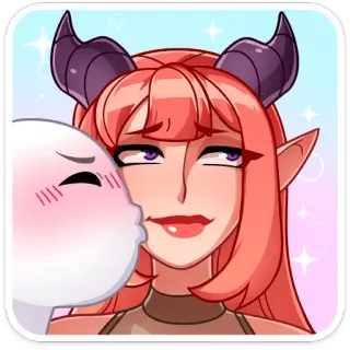 😘 sticker, devil, kiss, anime, cartoon, fantasy telegram sticker