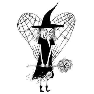 🌷 bruxa, Halloween, assustador, desenho animado, desenho, teia de aranha, caveira, magia telegram sticker