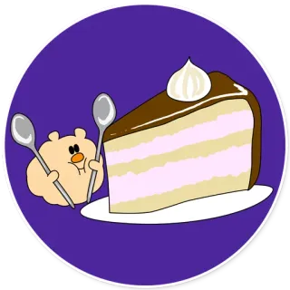 🍰 торт, десерт, кусок, мультфильм, милый, ложка telegram sticker