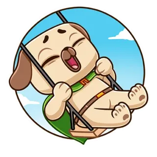 🥳 dog, animal, cartoon, swing, cute, pet, happy telegram sticker