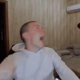 😀 мужчина, крик, выражение, белый, лицо telegram sticker