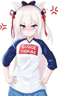 😒 SUGOI DEKAI Anime Mädchen, wütend, Katzenohren, süß, japanisch, sugoi, dekai whatsapp sticker