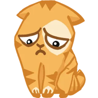 😒 cat, sad, animal, cartoon, orange telegram sticker