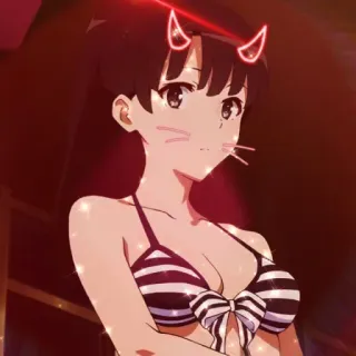 😊 anime, girl, swimsuit, cartoon, cute, devil horns telegram sticker