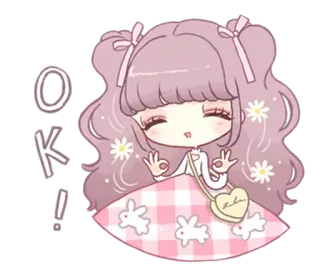 👌 OK! 好的, 可爱, 卡哇伊, 动漫, 女孩, 贴纸, 问候 telegram sticker