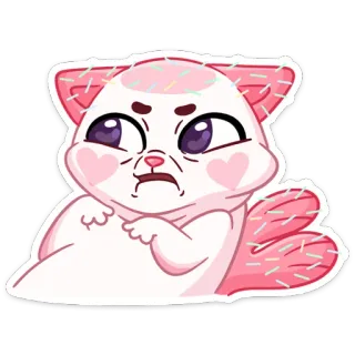 😒 고양이, 스티커, 분홍색, 귀여운, 동물, 만화, 웃긴 telegram sticker