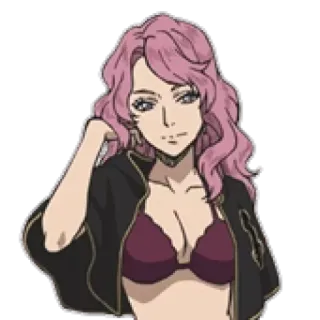 👩 woman, pink hair, anime, cartoon, character whatsapp sticker