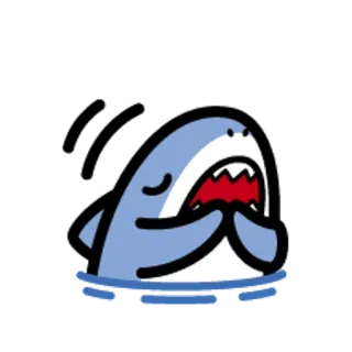 🐯 squalo, cartone animato, animale, mare, oceano whatsapp sticker