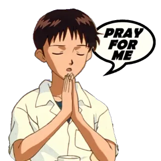 🙏 Shinji Ikari Neon Genesis Evangelion PRAY FOR ME anime, Evangelion, Shinji, beten, Meme telegram sticker