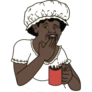 😴 Cartoon, Frau, Kaffee, Duschhaube telegram sticker