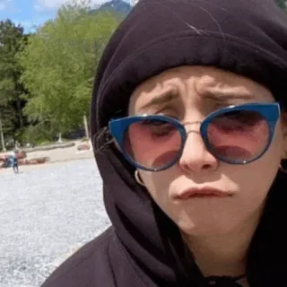 🤤 person, sunglasses, hoodie, portrait, beach, outdoors whatsapp sticker