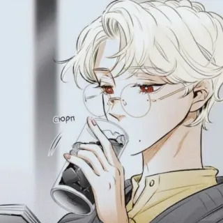 🙄 Сторп อนิเมะ, เด็กผู้ชาย, แว่นตา, ดื่ม, มังงะ, การ์ตูน telegram sticker
