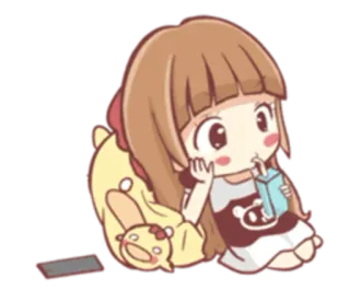 😑 Cartoon, Mädchen, Niedlich, Anime, Kawaii, Figur telegram sticker