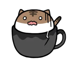 😰 gato, xícara, kawaii, fofo, animal, animal de estimação telegram sticker