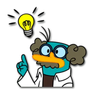💡 Perry the Platypus Phineas and Ferb cartone animato, ornitorinco, scienziato, lampadina, idea telegram sticker