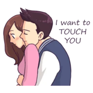 😓 I want to TOUCH YOU coppia, amore, cartoni animati, affetto, romance telegram sticker