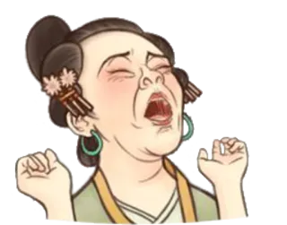 😫 donna, espressione, cartone animato, faccia, meme, asiatico, divertente whatsapp sticker