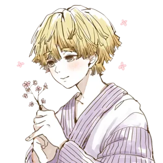 🌸 Zenitsu Agatsuma Demon Slayer Anime, Thanh Gươm Diệt Quỷ, Zenitsu, Agatsuma, Hoa, Dễ thương telegram sticker