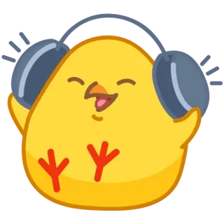🎶 Huhn, Kopfhörer, Cartoon, Niedlich, Emoji whatsapp sticker