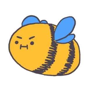 😒 벌, 동물, 곤충, 만화, 귀여운, 화난, 날개 telegram sticker