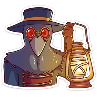 😊 Plague Doctor medico della peste, medico, medico, halloween, maschera, lanterna, medievale telegram sticker