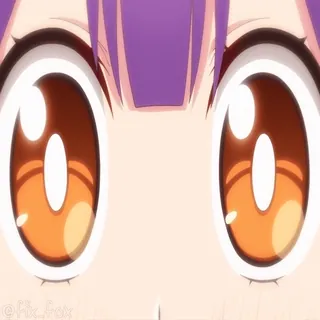 😋 @fix_fox anime, oczy, fioletowe włosy, animowane, kreskówka telegram sticker