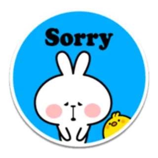 😓 Sorry désolé, excuse, mignon, lapin, poussin, dessin animé telegram sticker
