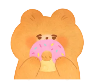 🌰 หมี, โดนัท, อาหาร, การ์ตูน, คาวาอิ, น่ารัก, หวาน, ของหวาน whatsapp sticker