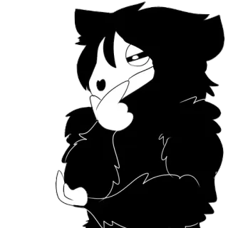🤔 Фурри, Существо, Черный, Белый, Changed, Трансформация whatsapp sticker