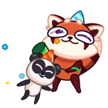 🥳 panda, red panda, party, celebration, cute, animal telegram sticker