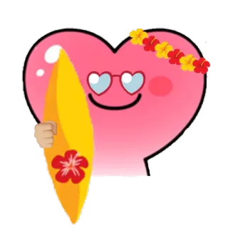 🏄 corazón, tabla de surf, verano, playa, vacaciones, gafas de sol, lei telegram sticker