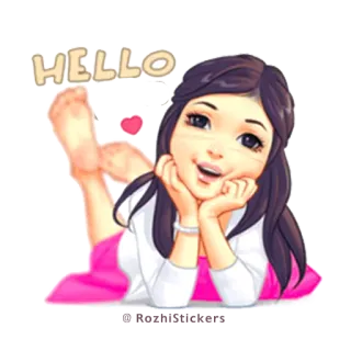 ✋ HELLO powitanie, kobieta, cześć, dziewczyna, słodki telegram sticker