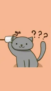 🤍 gu cat, question marks, confused, animal, cartoon telegram sticker