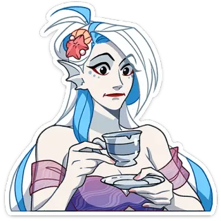 ☕️ mermaid, tea, cup, woman, cartoon, starfish whatsapp sticker