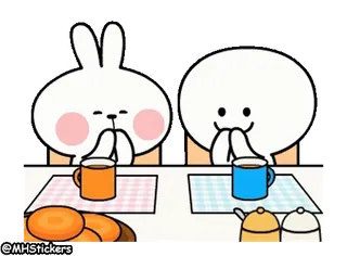 😊 うさぎ, お茶, かわいい, アニメ, 動物 whatsapp sticker