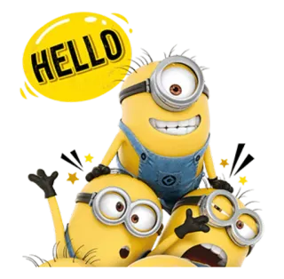👋 Minions HELLO minions, hello, cartoon, greeting, yellow telegram sticker
