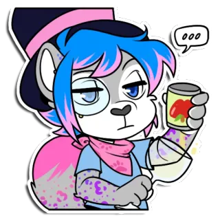 🍷 ooo Furry, Antropomorf, Cartoon, Sticker, Blik, Voedsel, Hoed whatsapp sticker
