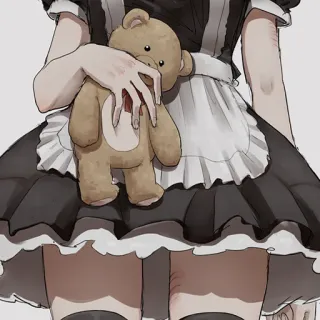 🧸 anime, maid, teddy bear, cuts, self-harm telegram sticker