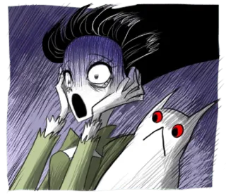 😨 不気味, 怖い, ホラー, 漫画, ショック, 幽霊, 猫 telegram sticker