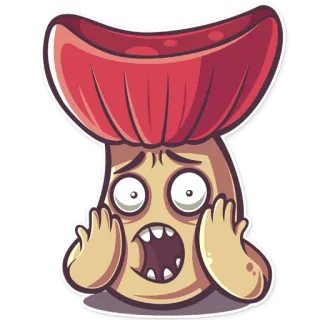😱 hongo, asustado, dibujos animados, hongo, emoji telegram sticker