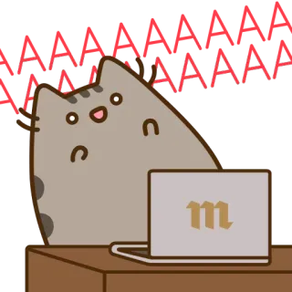 ❗ AAAAAAA 猫, コンピュータ, 漫画, ミーム, ラップトップ, 面白い, ステッカー telegram sticker