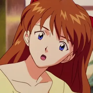 😮 Asuka Langley Soryu Neon Genesis Evangelion anime, character, girl, orange hair, surprised, expression telegram sticker