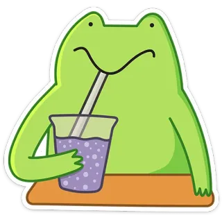 🧃 katak, minuman, minuman, lucu, kartun, hewan whatsapp sticker