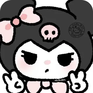 ❤ Kuromi Kuromi, Sanrio, dibujos animados, personaje, kawaii, lindo, anime telegram sticker